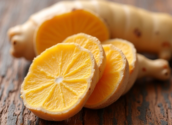 Close-up image of a natural ingredient related to energy, like ginseng root